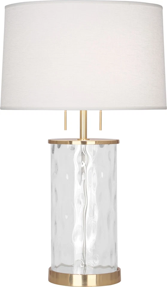 Robert Abbey Gloria 2 Light Table Lamp Modern Brass Wavy Glass Body - 1440
