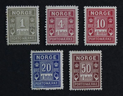 CKStamps: Colección NorwayStamps Scott#J1/J6 Como Nuevo NH/H OG #J1 Delgado Foto 1 de 2