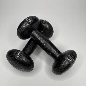 Vintage Cast Iron Dumbbells, Pair of 5lb Weights - Picture 1 of 7