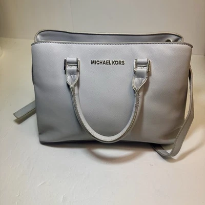 Michael Kors Steel Colored Double Handle Purse Beautiful See Pics . Silver - Image 1 of 4