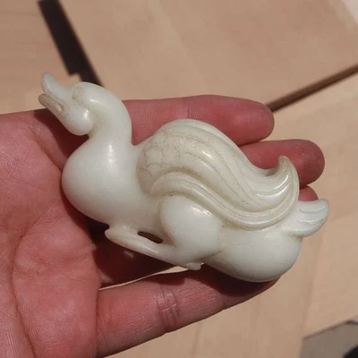 $350 MUY FINO 20º ANTIGÜEDADES CHINAS JADE Tallado GRANDE JADE Blanco Pato 166g Foto 1 de 4