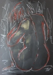 NB-ART*Nu*Acuarela*21x29,7cm*Original*Imagen pintada a mano*arte*desnudo*Erotismo*¡Único! - Imagen 1 de 1