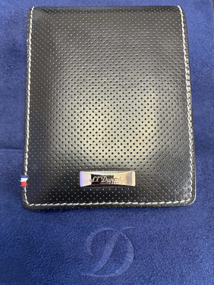 USED ST Dupont Mens Wallet 170401DC Defi Perforated 6 Card Black Leather Wallet - image 1 of 4
