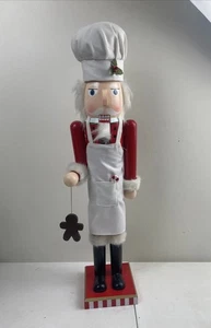 Holiday Inspirations Nussknacker Holz Koch rot weiß 24" Häuptling Weihnachten - Bild 1 von 7