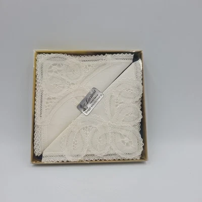 Juego de 2 pañuelos de boda de encaje real Lacinia Brugge en caja original LEER Foto 1 de 4