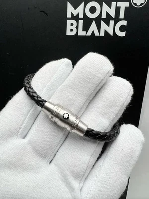 Montblanc Meisterstück Pulsera Hombre Cuero Plata Acero Inoxidable 21cm-Caja Completa Foto 1 de 4
