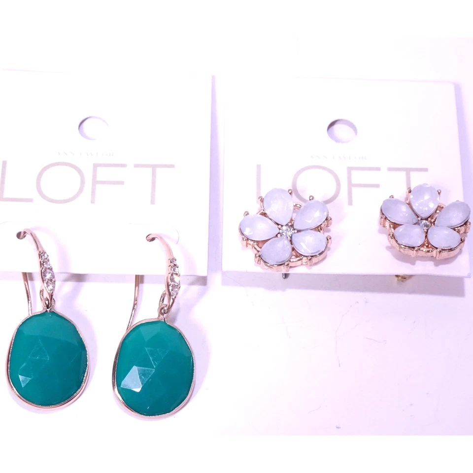 Pendientes Ann Taylor Loft para mujer piedra verde y flor de ópalo nuevos con etiquetas valor 29 Ea 60 Foto 1 de 4