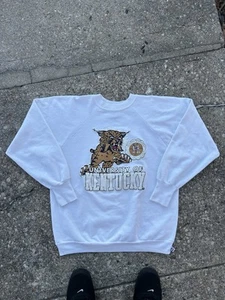 Vintage 80s University Of Kentucky Wildcats Logo 7 Crewneck Sweatshirt Size XL - Picture 1 of 8
