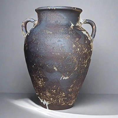 Jarrón de cerámica negro - Jarrón rústico de granja de 10", terracota envejecida vintage... Foto 1 de 4