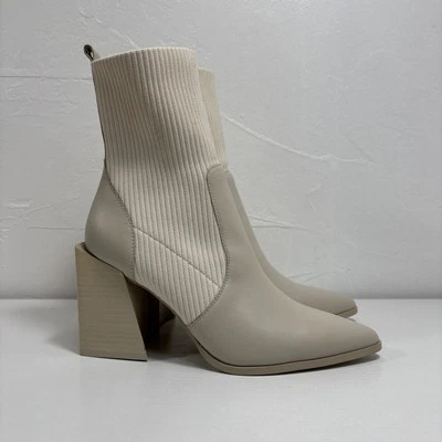 Steve Madden Tackle Cuero Hueso Mujer’s Talla 8m Botín Talla 5.5 Calcetín Botín NUEVO Foto 1 de 4