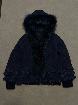 Chaqueta Poncho Azul Italia Talla 50 Rara Clase Roberto Cavalli Piel Mujer Vintage Foto 1 de 4