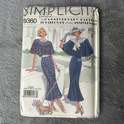 Simplicity 9360 Vintage Maxi Dress Sewing Pattern RR 14-20 Capelet Elegance - Image 1 of 4