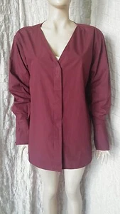 Miu Miu 100% cotton V neck burgundy with front  hidden buttons shirt size 42 - Picture 1 of 12