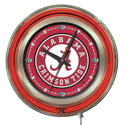 Alabama Crimson Tide HBS Neon Red "A" Logo Battery Powered Wall Clock (15") Cover