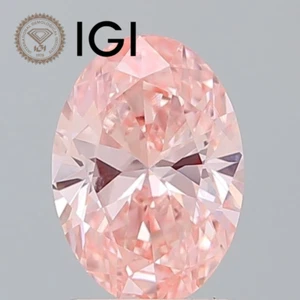 IGI Certified 1.20 Ct Fancy Vivid Pink VVS2 Loose Oval Cut CVD Lab Grown Diamond - Picture 1 of 15