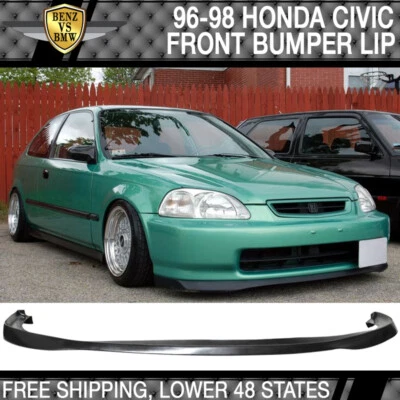 Fits 96-98 Honda Civic SIR Style Unpainted Black Front Bumper Lip Body Kit PU — 第 1/3 张图片
