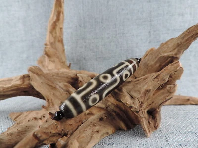 Antiguo amuleto de cuentas Dzi de ágata antigua tibetana de 9 ojos para pulsera colgante Gzi Bead A Foto 1 de 4