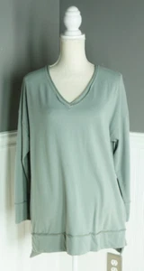 Weiche Umrandung Palta Pullover Tunika Art Deco Knöpfe Damen Gr. L grau V-Ausschnitt - Bild 1 von 5