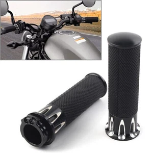 Fit Harley Sportster XL883 XL1200 1" Manubrio Manopole Nero Moto - Foto 1 di 9