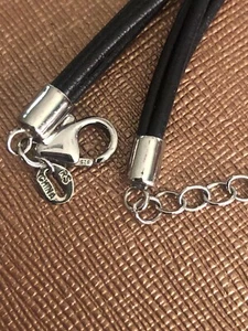 Ross Simons Lederkette mit Sterling Silber 925 Verschluss und Verlängerung - Bild 1 von 3