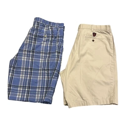 Ralph Lauren Polo Golf Pantalones Cortos Vintage W38 Plisado/A Cuadros Insignia Logo Lote de 2 Foto 1 de 4