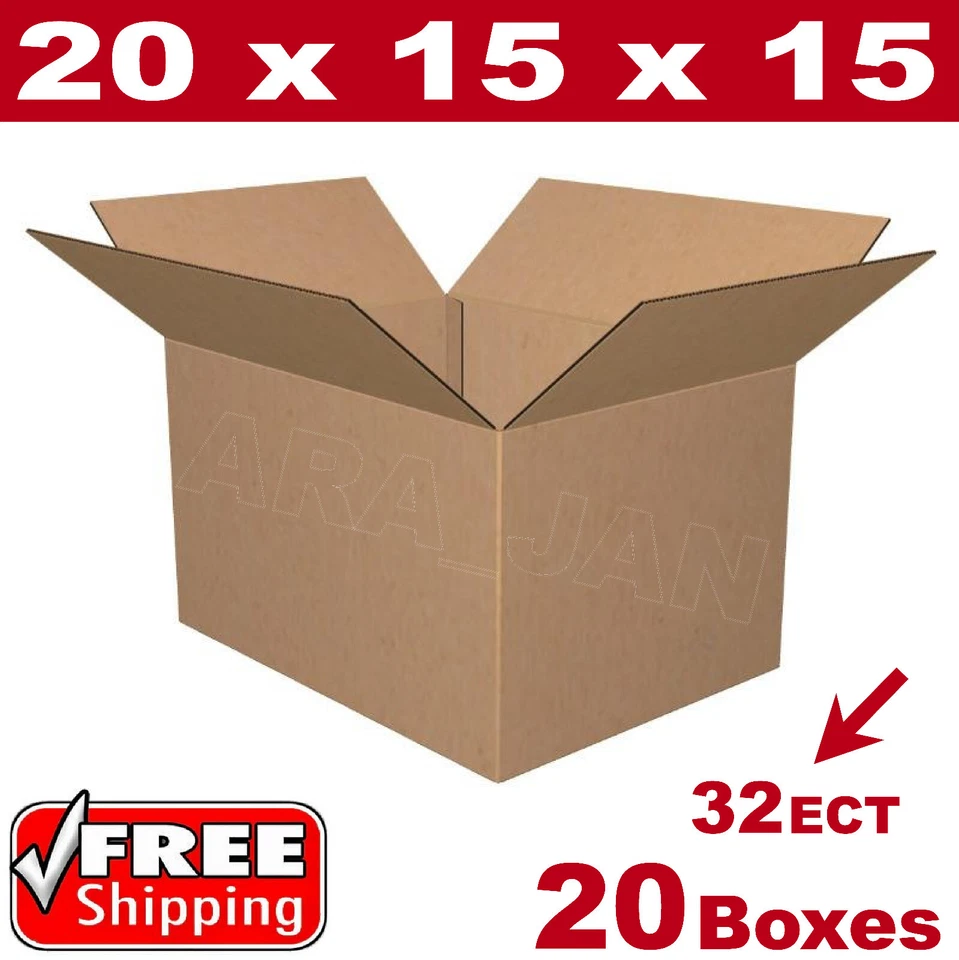 20 - 20x15x15 Cardboard Boxes Mailing Packing Shipping Box Corrugated Carton - Image 1 of 1