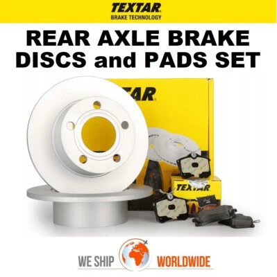 TEXTAR Rear Axle BRAKE DISCS + PADS SET for VW POLO Saloon 1.5 TDI 2016-on - Image 1 of 4