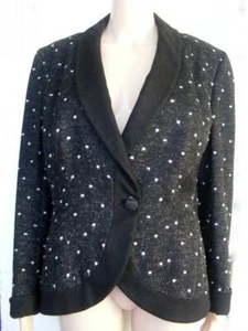 Hollywood Glamour 40s 50s Suit Jacket XL Speckled Eyelash Fringe Unique Blazer - Picture 1 of 11
