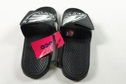 NFL Raised Logo Slide Flip Flops Youth Philadelphia Eagles Size 4-5 Extra Large Cover