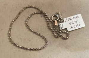 VTG STERLING SILVER ALFI 925 ITALY ANKLET BALL CHAIN NECKLACE SIZE 9'' - Picture 1 of 9