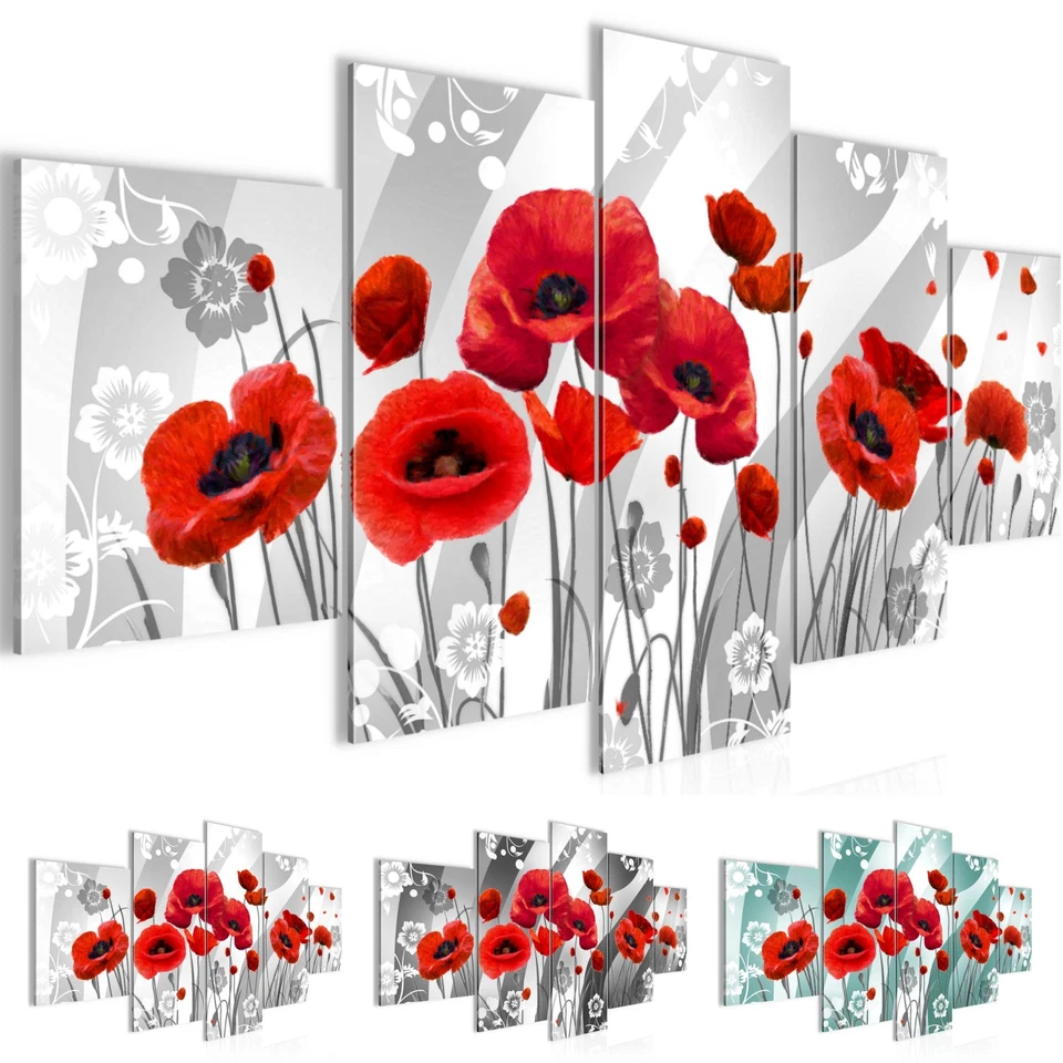 Wandbilder Wohnzimmer XXL Blumen Mohnblumen Moderne Bild Feld - Bild 1 von 1