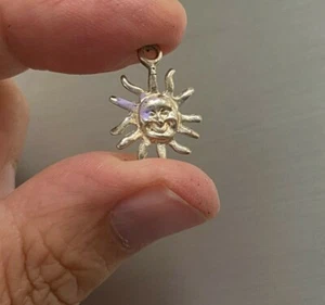 Silverplate Smiling Sun Charm  - Picture 1 of 4