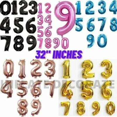 INFLATE DECORATE 32" ALL COLOUR FOIL NUMBERS HAPPY BIRTHDAY ANNIVERSARY SELF INFLATE FOIL BALLOON