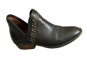 Botas de tacón grueso al tobillo Lucky Brand de cuero negro con tachuelas sin cordones para mujer 6,5 M - Imagen 1 de 12