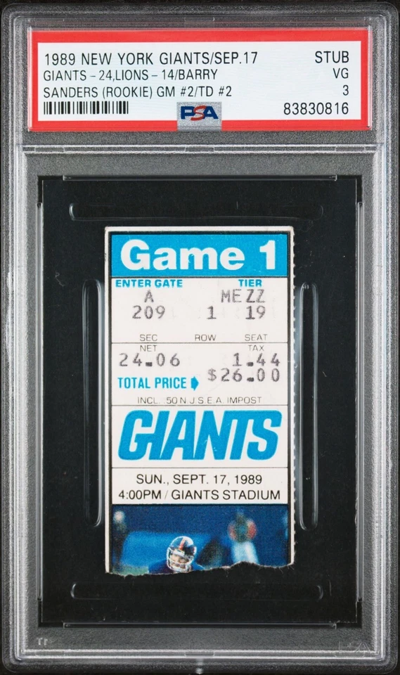 Barry Sanders Rookie Game #2 TD #2 - Boleto PSA 1989 Detroit @ NY Foto 1 de 1