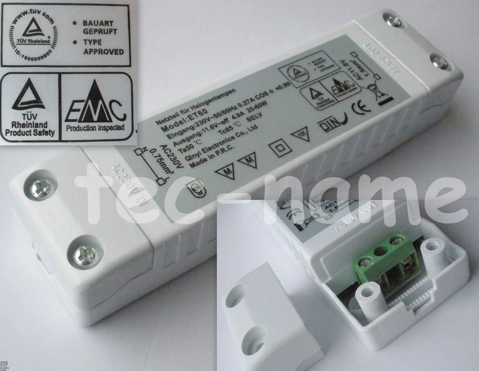 HALOGEN TRAFO HALOGENTRAFO TRANSFORMATOR 60W 105W 200W 12V DIMMBAR FLACH TÜV  - Bild 1 von 1