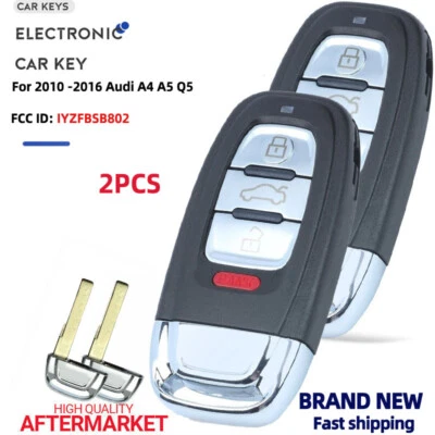 2 Para 2010 2011 2012 2013 2014 2015 2016 Audi A4 A5 Q5 Smart Prox Mando a distancia Llavero Foto 1 de 4