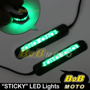 2x STICKY Flex SMD 3528 LED Verde Cuerpo Guiño Para Kawasaki Motocicletas Bicicletas - Imagen 1 de 1
