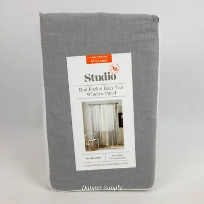 Panel de ventana Studio 3B varilla bolsillo lengüeta trasera lino belga 50x95" Oeko-Tex  Foto 1 de 4