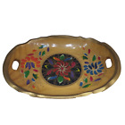 Vintage Mexican Folk Art Batea Wooden Tray Oval Bowl Hand Painted 11? Toleware