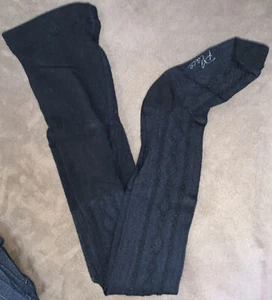 GIRLS TIGHTS SIZE 3-4 YEARS BLACK HERRINGBONE SIDE DESIGN WARM SUPER CUTE!! - Picture 1 of 1