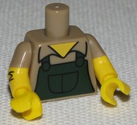 LEGO Minifigure Torso Dark Azure Hoodie Zipper Lime /& Green Striped Shirt x1