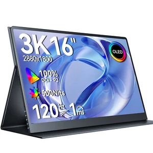 UPERFECT 16" 3K 120Hz Portbable OLED Monitor 100000:1 100% DCI-P3 UHD HDR Screen - Picture 1 of 10