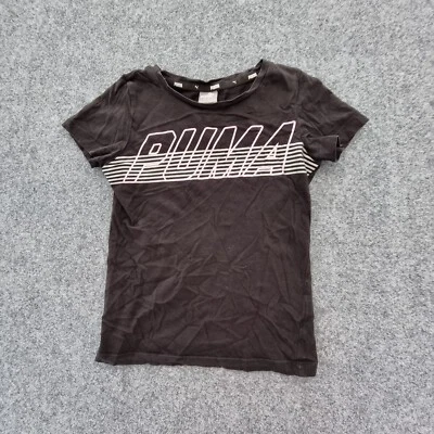 PUMA shirt kids SMALL black activewear T Shirt sports gym modern girl Size S - Image 1 of 4