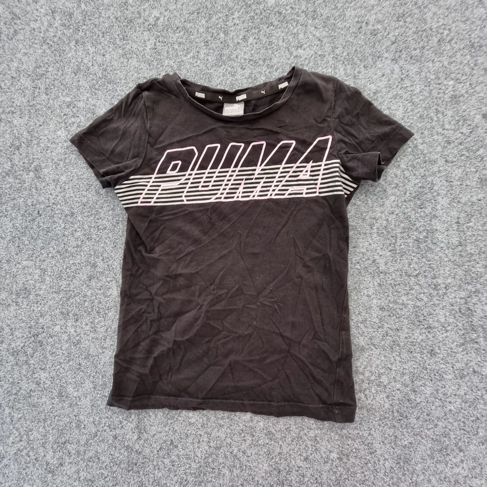 PUMA shirt kids SMALL black activewear T Shirt sports gym modern girl Size S - Image 1 of 4