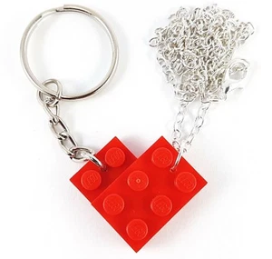 His & Hers Love Heart Keyring & Necklace made with LEGO Bricks valentines day - Picture 1 of 7