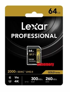 Tarjeta de memoria Lexar Professional 64 GB SDXC 2000x UHS-II 300 MB/s 4K V90 U3 - Imagen 1 de 1