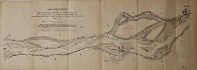 Antiguo mapa de 1895: Mississippi River Fort Chartres a Kaskaskia, 25x9, trabajo fluvial Foto 1 de 4