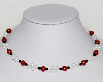 Kristallglas & Kunst-Perlen Hals-Kette 35,40,45,50,55,60cm P.Ø 6 & 8mm Neu 1 St. - Bild 1 von 2