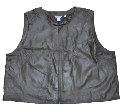 Chaleco Stonebridge 100 % cuero para mujer talla 3X cremallera completa marrón suave Foto 1 de 4